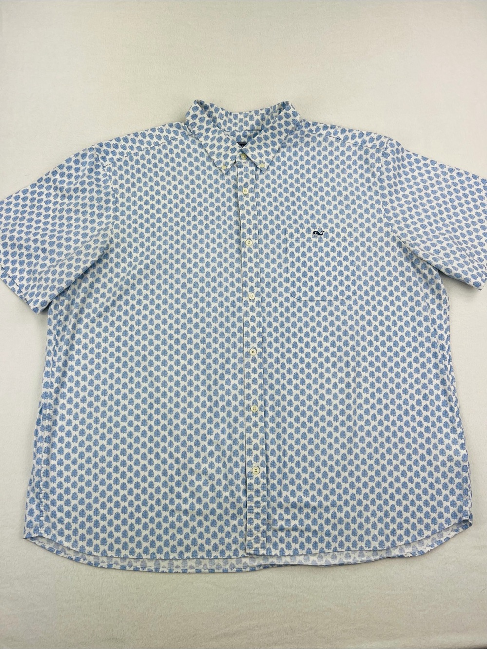 Vineyard Vines Blue & White Short Sleeve Patterned Button-Down